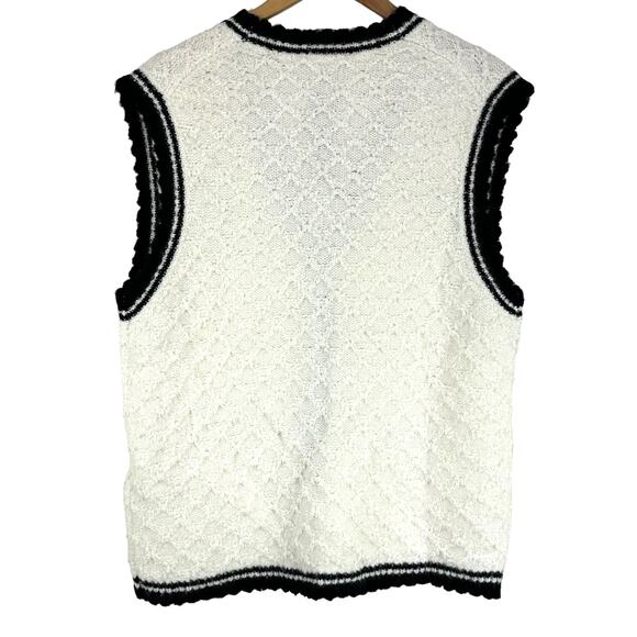 Maje NWT Mirta Knit Contrast Trim Vest White Black Women's Size 3 (US Large) - Picture 4 of 11